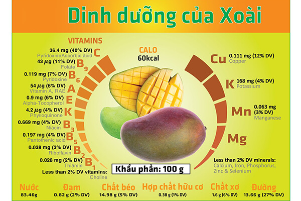 Xoài chứa nhiều vitamin và khoáng chất có ích cho cơ thể 